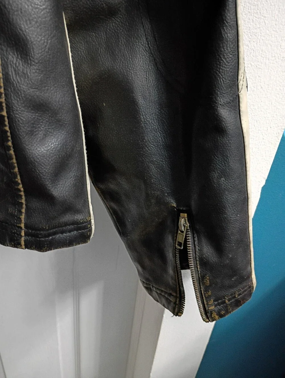 Vintage Worn In Arizona Jean Company Black Jacket with Cream Side Stripes